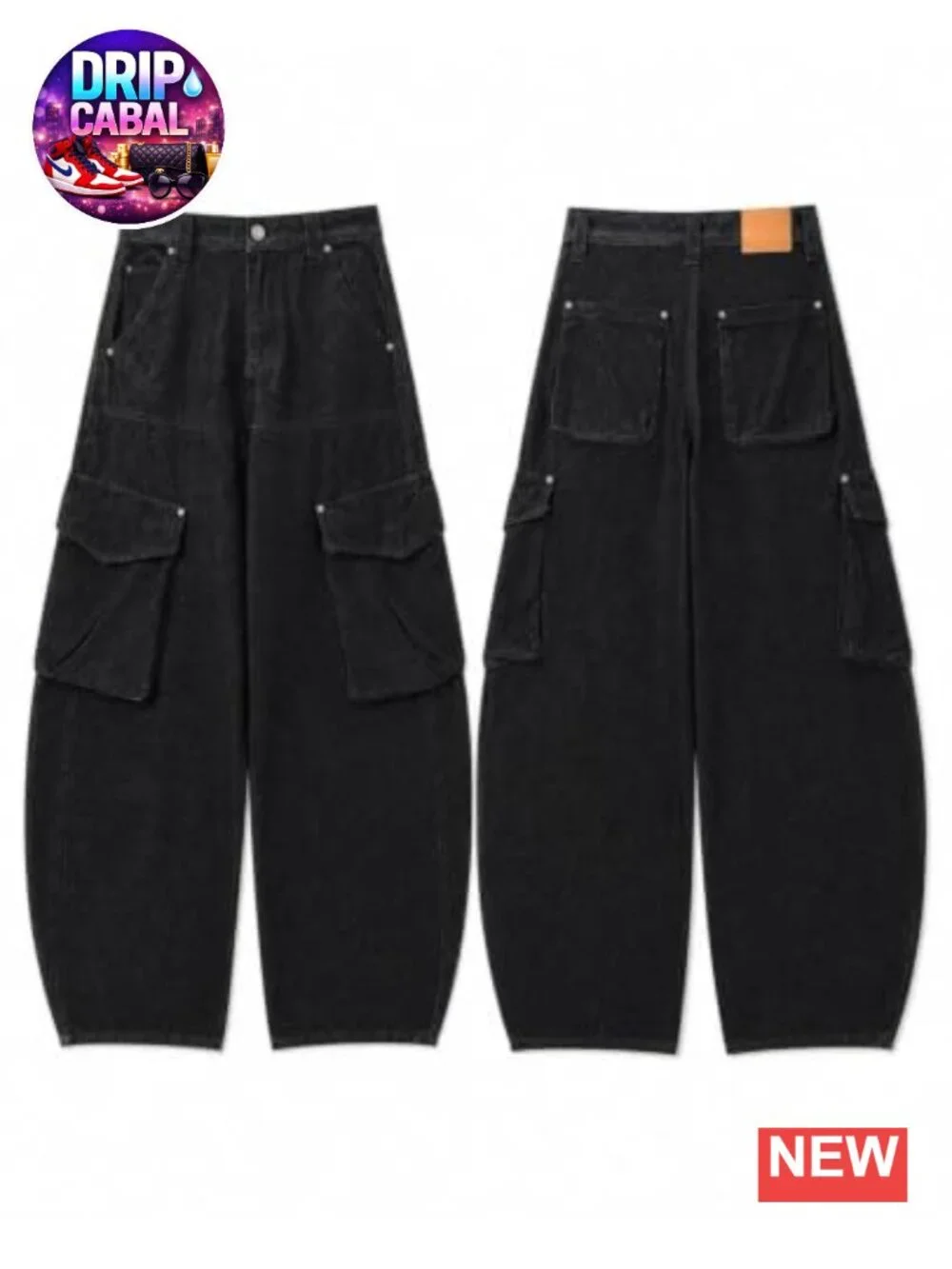 High Waist Wide Leg Baggy Cargo Jeans Women Barrel Denim Pants
